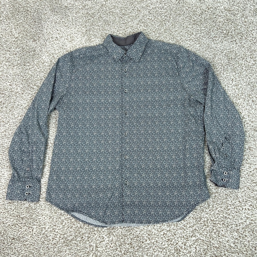 Robert Graham Shirt Mens‎ 2XL Black White Geometric Flip Cuff Casual Office Work